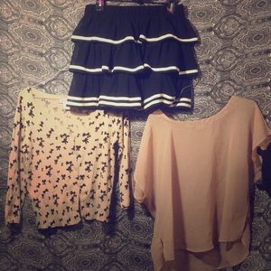 Two beige tops And skirt with beige lining.